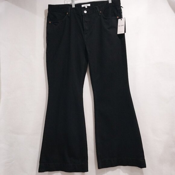 RE/DONE 70s High Rise Wide Leg Jeans Women's Size 32 Black Denim Retro Western - Picture 2 of 14